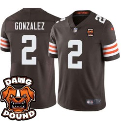 Browns #2 Zane Gonzalez DAWG POUND Dog Head logo Jersey -Brown