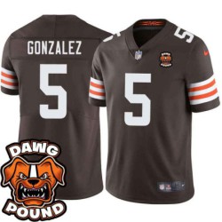 Browns #5 Zane Gonzalez DAWG POUND Dog Head logo Jersey -Brown