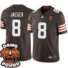 Browns #8 Jeff Jaeger DAWG POUND Dog Head logo Jersey -Brown