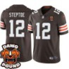 Browns #12 Syndric Steptoe DAWG POUND Dog Head logo Jersey -Brown