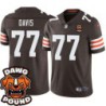 Browns #77 Willie Davis DAWG POUND Dog Head logo Jersey -Brown