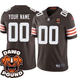 Browns #00 Custom DAWG POUND Dog Head logo Jersey -Brown