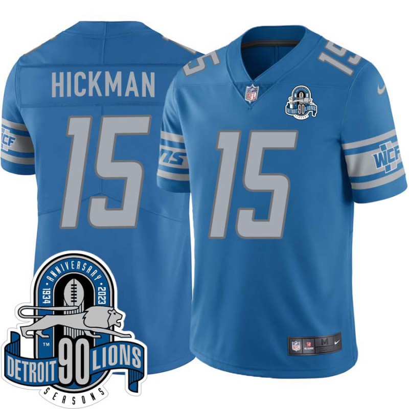 Lions #15 Kevin Hickman 1934-2023 90 Seasons Anniversary Patch Jersey -Blue Lions #15 Kevin Hickman 1934-2023 90 Seasons Anniversary Patch Jersey -Blue