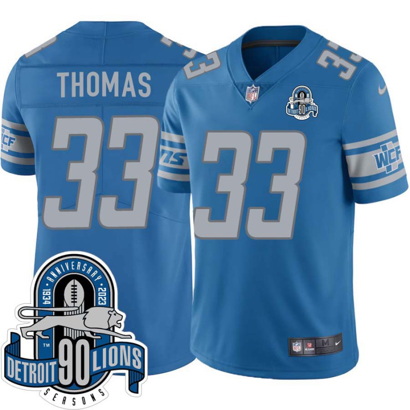 Lions #33 Marcus Thomas 1934-2023 90 Seasons Anniversary Patch Jersey -Blue Lions #33 Marcus Thomas 1934-2023 90 Seasons Anniversary Patch Jersey -Blue