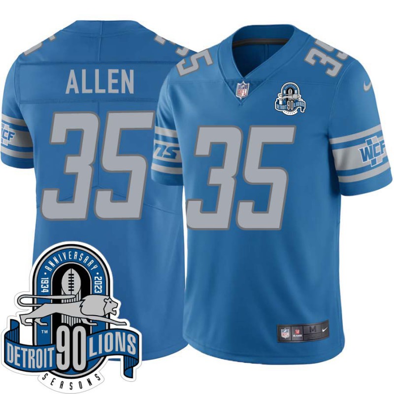 Lions #35 Jimmy Allen 1934-2023 90 Seasons Anniversary Patch Jersey -Blue Lions #35 Jimmy Allen 1934-2023 90 Seasons Anniversary Patch Jersey -Blue