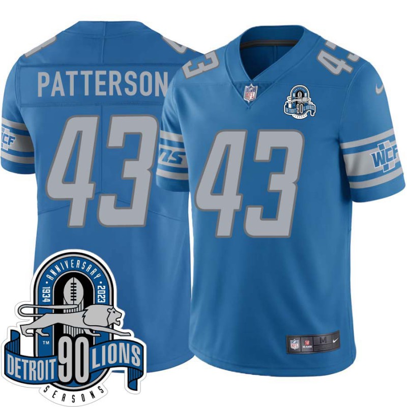 Lions #43 Don Patterson 1934-2023 90 Seasons Anniversary Patch Jersey -Blue Lions #43 Don Patterson 1934-2023 90 Seasons Anniversary Patch Jersey -Blue