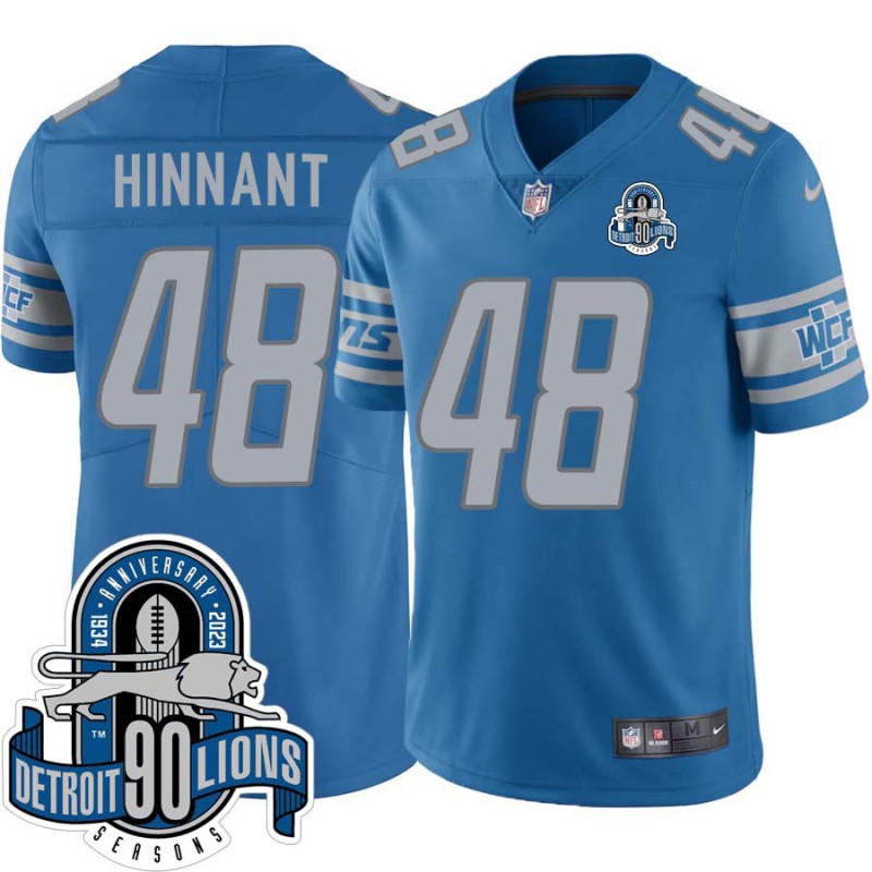 Lions #48 Mike Hinnant 1934-2023 90 Seasons Anniversary Patch Jersey -Blue Lions #48 Mike Hinnant 1934-2023 90 Seasons Anniversary Patch Jersey -Blue