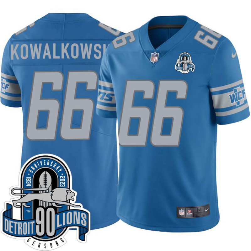 Lions #66 Bob Kowalkowski 1934-2023 90 Seasons Anniversary Patch Jersey -Blue Lions #66 Bob Kowalkowski 1934-2023 90 Seasons Anniversary Patch Jersey -Blue