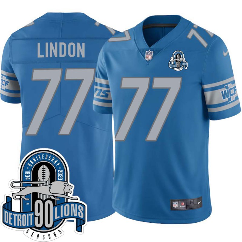 Lions #77 Luke Lindon 1934-2023 90 Seasons Anniversary Patch Jersey -Blue Lions #77 Luke Lindon 1934-2023 90 Seasons Anniversary Patch Jersey -Blue