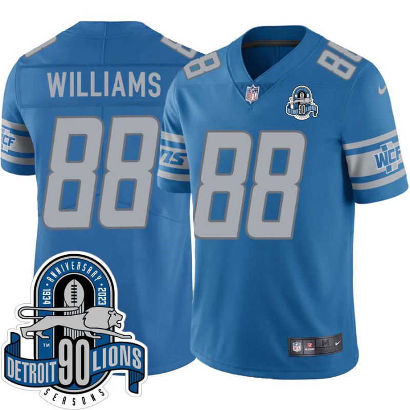 Lions #88 Sam Williams 1934-2023 90 Seasons Anniversary Patch Jersey -Blue