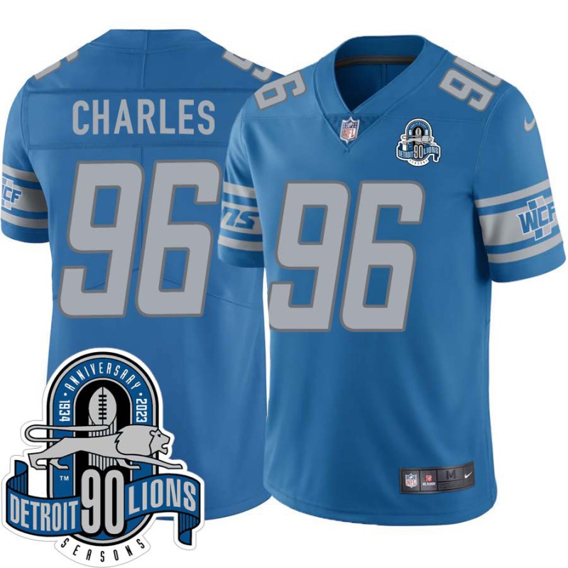 Lions #96 Stefan Charles 1934-2023 90 Seasons Anniversary Patch Jersey -Blue Lions #96 Stefan Charles 1934-2023 90 Seasons Anniversary Patch Jersey -Blue