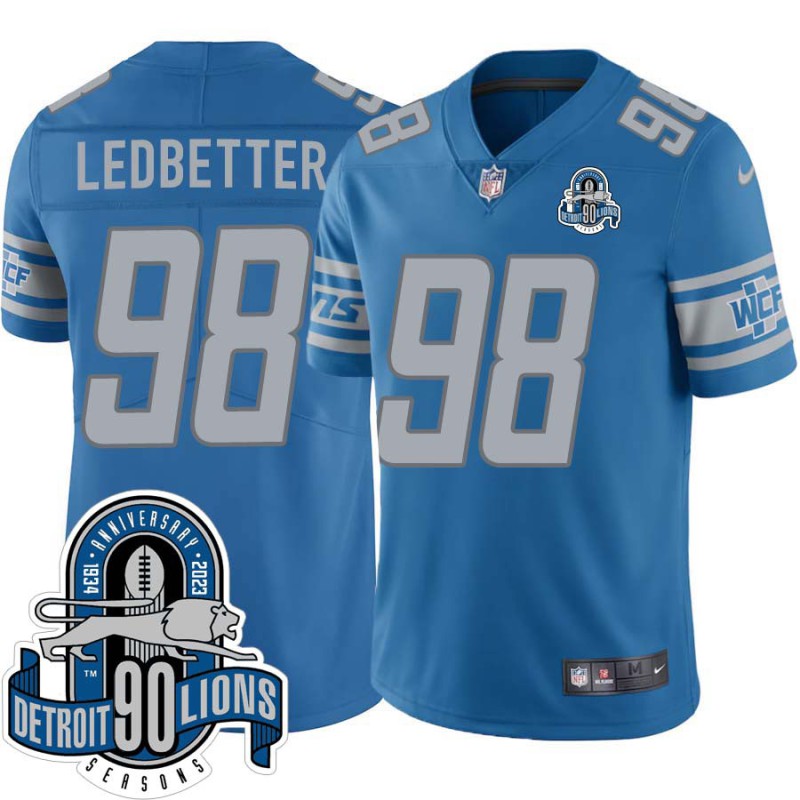 Lions #98 Jeremiah Ledbetter 1934-2023 90 Seasons Anniversary Patch Jersey -Blue Lions #98 Jeremiah Ledbetter 1934-2023 90 Seasons Anniversary Patch Jersey -Blue