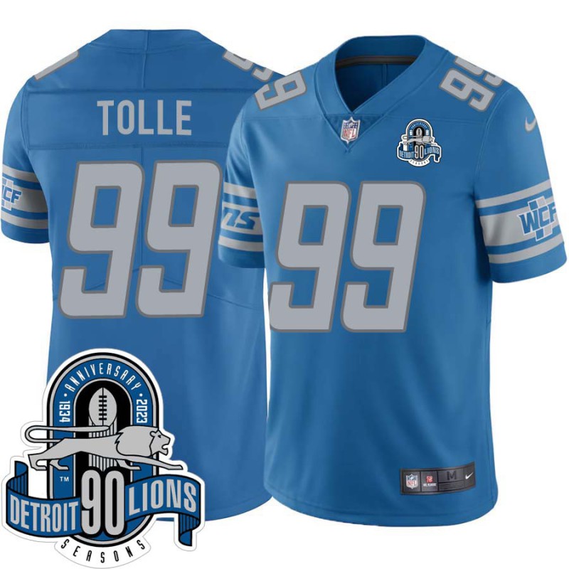 Lions #99 Stuart Tolle 1934-2023 90 Seasons Anniversary Patch Jersey -Blue Lions #99 Stuart Tolle 1934-2023 90 Seasons Anniversary Patch Jersey -Blue