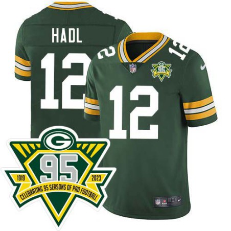 Packers #12 John Hadl 1919-2023 95 Year ANNI Patch Jersey -Green