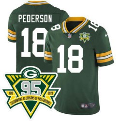 Packers #18 Doug Pederson 1919-2023 95 Year ANNI Patch Jersey -Green