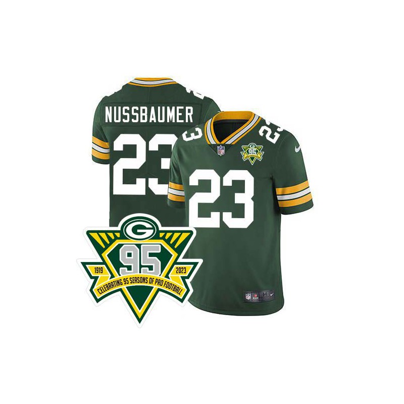 Packers #23 Bob Nussbaumer 1919-2023 95 Year ANNI Patch Jersey -Green