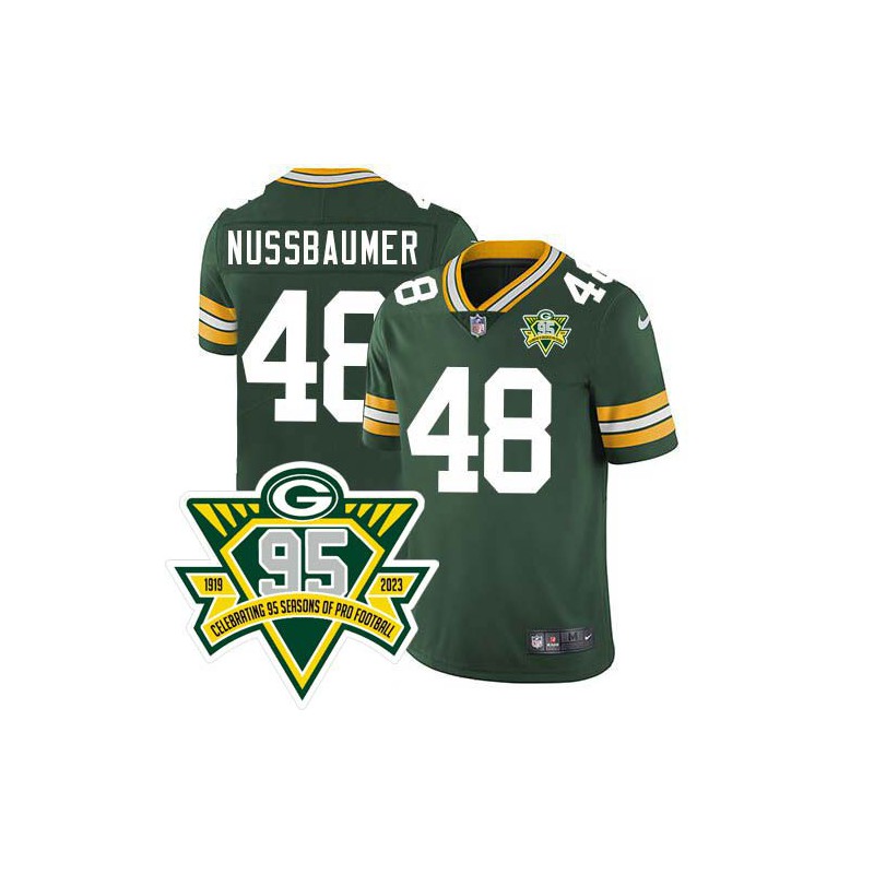 Packers #48 Bob Nussbaumer 1919-2023 95 Year ANNI Patch Jersey -Green
