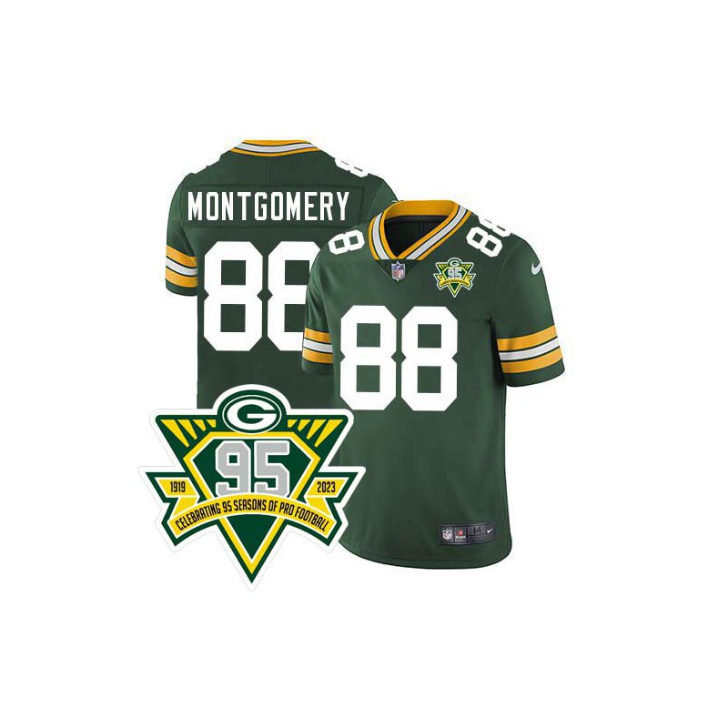 Packers #88 Ty Montgomery 1919-2023 95 Year ANNI Patch Jersey -Green