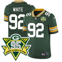 Packers #92 Reggie White 1919-2023 95 Year ANNI Patch Jersey -Green