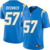 Chargers #57 Keith Browner BOLT UP Powder Blue Jersey