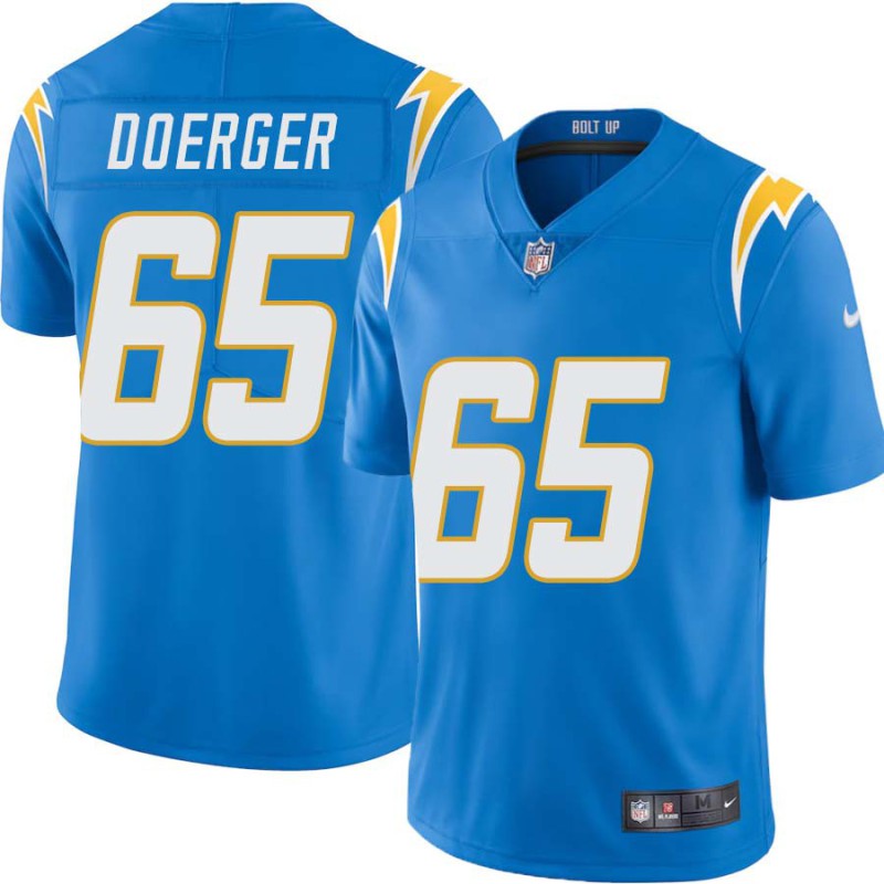 Chargers #65 Jerry Doerger BOLT UP Powder Blue Jersey