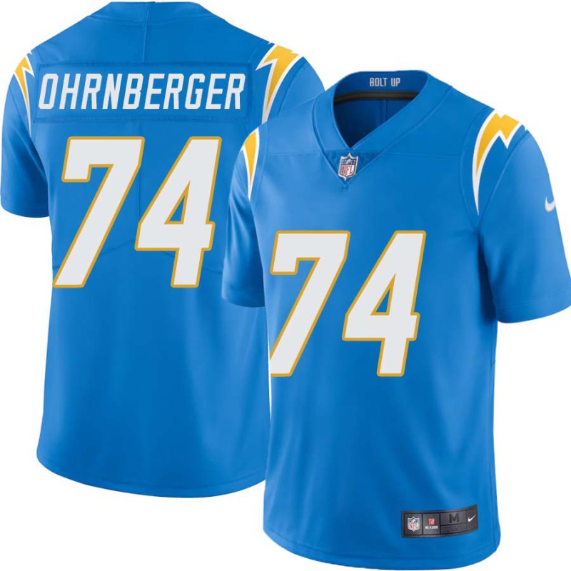 Chargers #74 Rich Ohrnberger BOLT UP Powder Blue Jersey