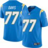 Chargers #77 Isaac Davis BOLT UP Powder Blue Jersey
