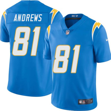Chargers #81 John Andrews BOLT UP Powder Blue Jersey