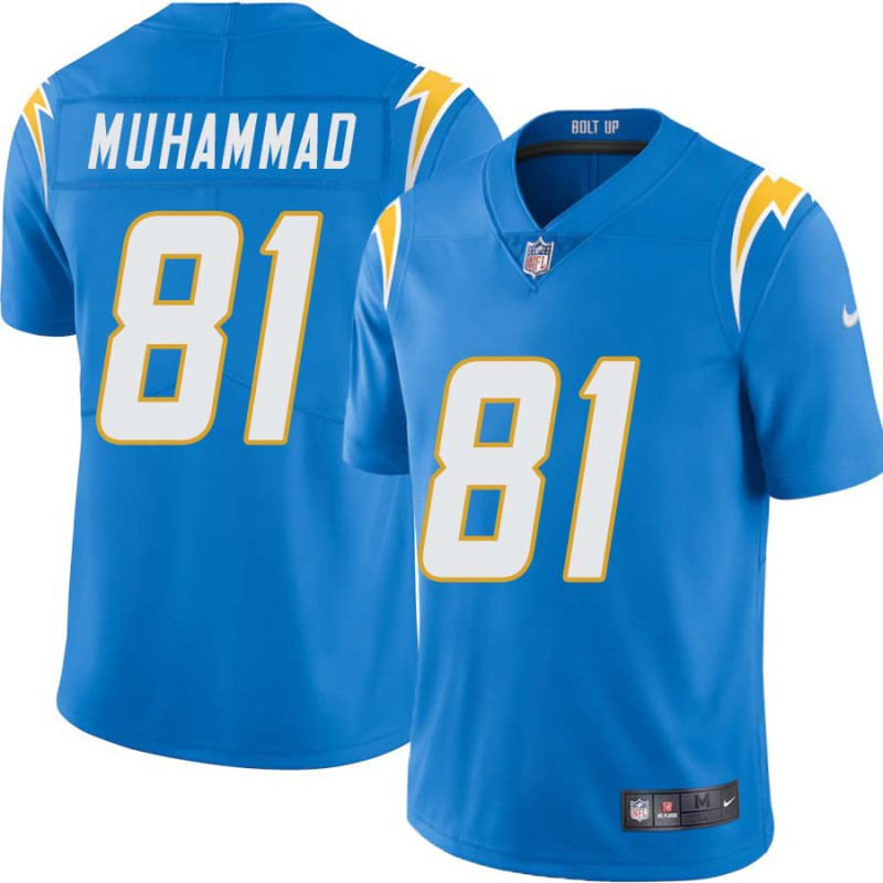 Chargers #81 Calvin Muhammad BOLT UP Powder Blue Jersey