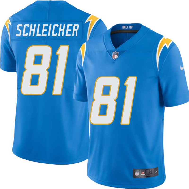 Chargers #81 Maury Schleicher BOLT UP Powder Blue Jersey
