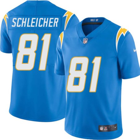 Chargers #81 Maury Schleicher BOLT UP Powder Blue Jersey