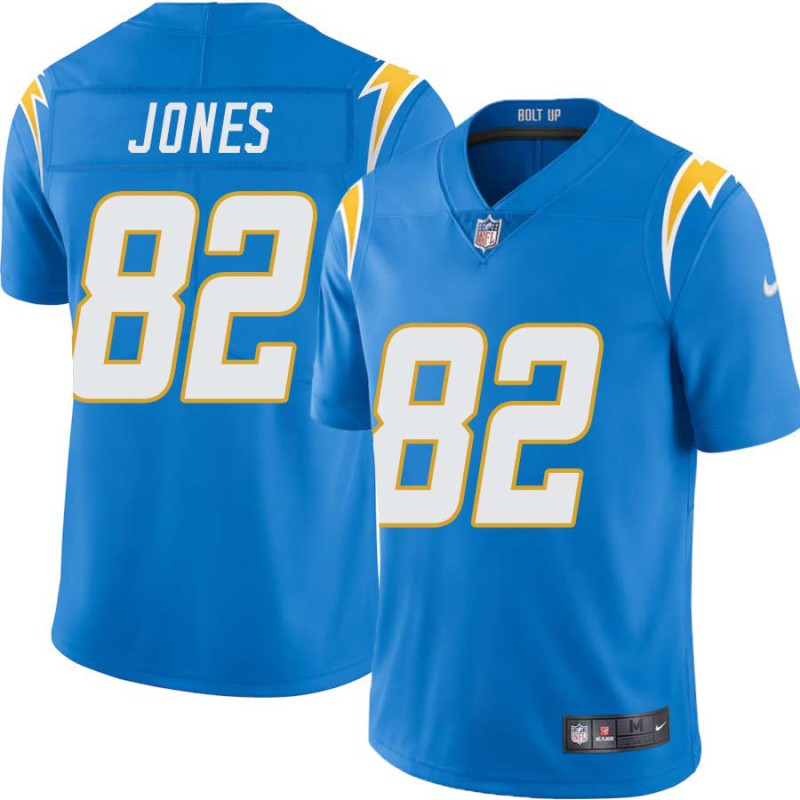 Chargers #82 Charlie Jones BOLT UP Powder Blue Jersey