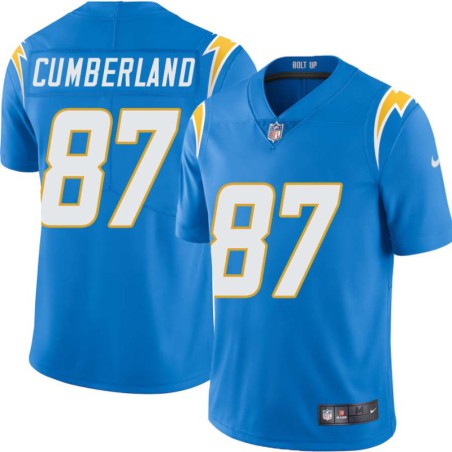Chargers #87 Jeff Cumberland BOLT UP Powder Blue Jersey