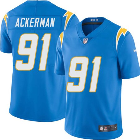Chargers #91 Rick Ackerman BOLT UP Powder Blue Jersey