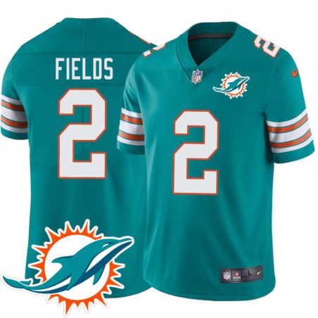Dolphins #2 Brandon Fields Additional Chest Dolphin Patch Aqua Jersey