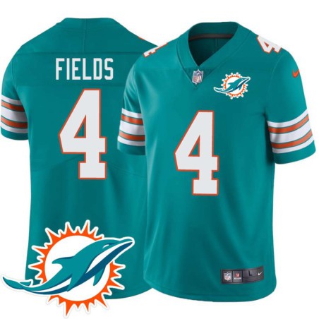 Dolphins #4 Brandon Fields Additional Chest Dolphin Patch Aqua Jersey