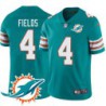 Dolphins #4 Brandon Fields Additional Chest Dolphin Patch Aqua Jersey
