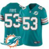 Dolphins #53 David Frye Additional Chest Dolphin Patch Aqua Jersey