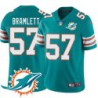 Dolphins #57 John Bramlett Additional Chest Dolphin Patch Aqua Jersey