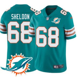 Dolphins #68 Mike Sheldon Additional Chest Dolphin Patch Aqua Jersey