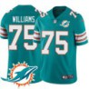 Dolphins #75 Nick Williams Additional Chest Dolphin Patch Aqua Jersey