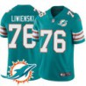 Dolphins #76 Chris Liwienski Additional Chest Dolphin Patch Aqua Jersey