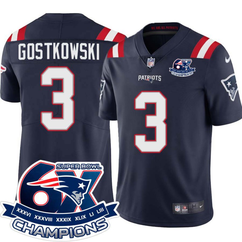 Patriots #3 Stephen Gostkowski 6X Super Bowl Champions Jersey -Navy Patriots #3 Stephen Gostkowski 6X Super Bowl Champions Jersey -Navy