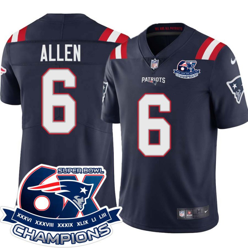 Patriots #6 Ryan Allen 6X Super Bowl Champions Jersey -Navy Patriots #6 Ryan Allen 6X Super Bowl Champions Jersey -Navy