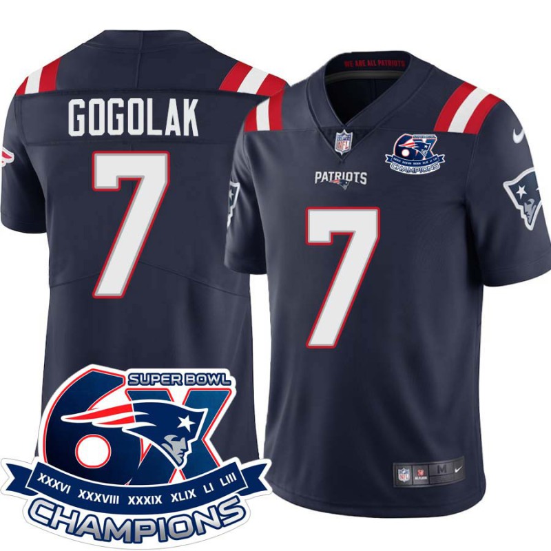 Patriots #7 Charlie Gogolak 6X Super Bowl Champions Jersey -Navy Patriots #7 Charlie Gogolak 6X Super Bowl Champions Jersey -Navy