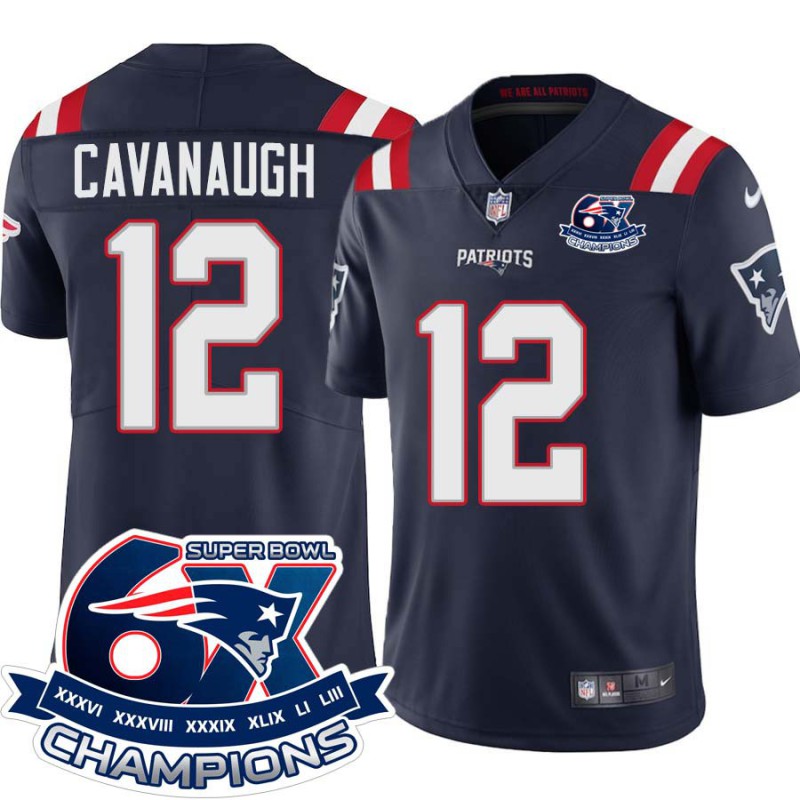 Patriots #12 Matt Cavanaugh 6X Super Bowl Champions Jersey -Navy Patriots #12 Matt Cavanaugh 6X Super Bowl Champions Jersey -Navy