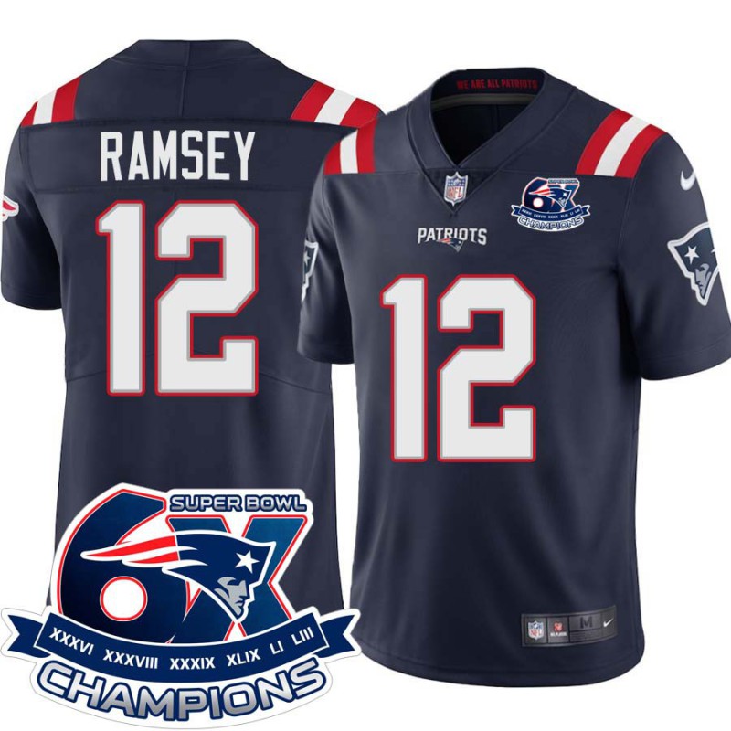 Patriots #12 Tom Ramsey 6X Super Bowl Champions Jersey -Navy Patriots #12 Tom Ramsey 6X Super Bowl Champions Jersey -Navy