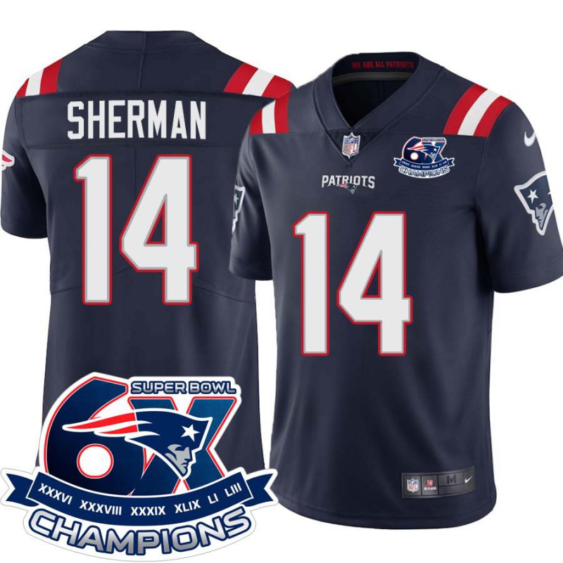 Patriots #14 Tom Sherman 6X Super Bowl Champions Jersey -Navy Patriots #14 Tom Sherman 6X Super Bowl Champions Jersey -Navy