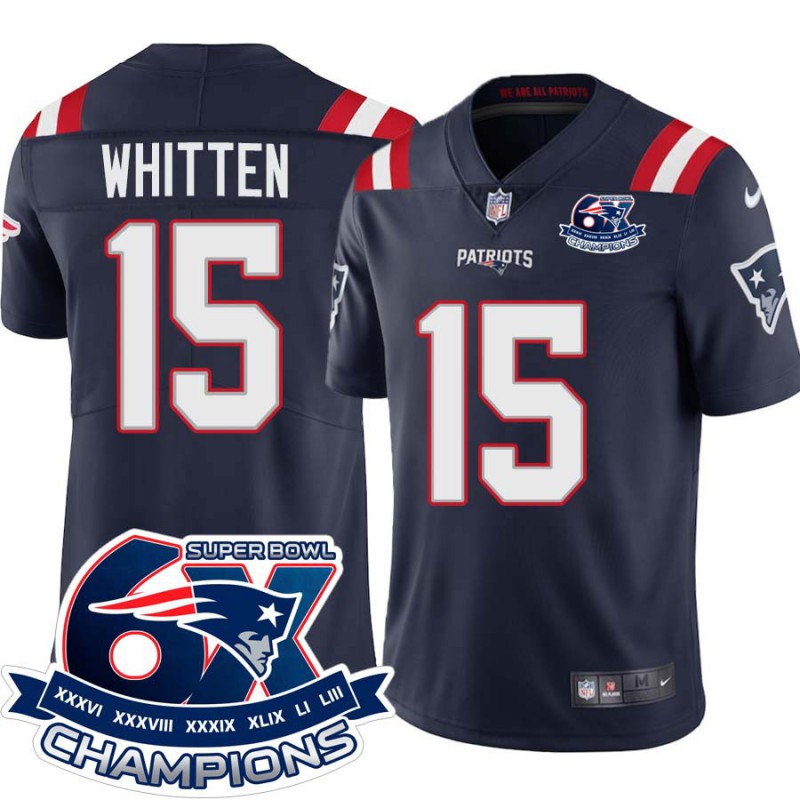 Patriots #15 Todd Whitten 6X Super Bowl Champions Jersey -Navy Patriots #15 Todd Whitten 6X Super Bowl Champions Jersey -Navy