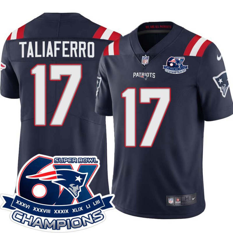 Patriots #17 Mike Taliaferro 6X Super Bowl Champions Jersey -Navy Patriots #17 Mike Taliaferro 6X Super Bowl Champions Jersey -Navy